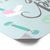 Elegantes Party-Wellness-Center-Zeichen in Blau/Im Poster (Ecke)