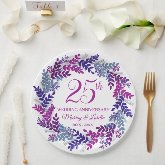 Elegantes Party zum 25-jährigen Jubiläum Pappteller (Hochzeit)