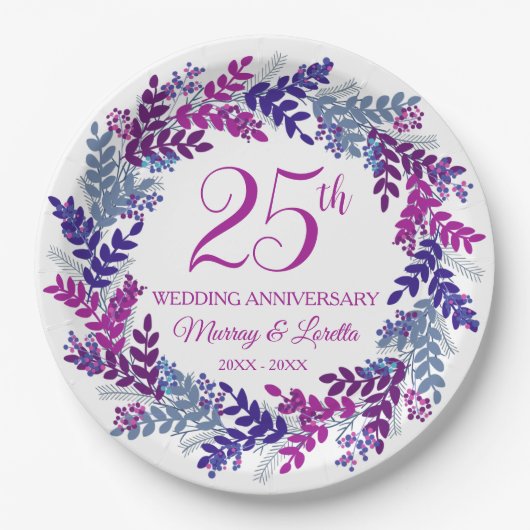 Elegantes Party zum 25-jährigen Jubiläum Pappteller (Vorderseite)