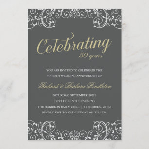 Elegantes Party zum 50. Hochzeitstag Einladung