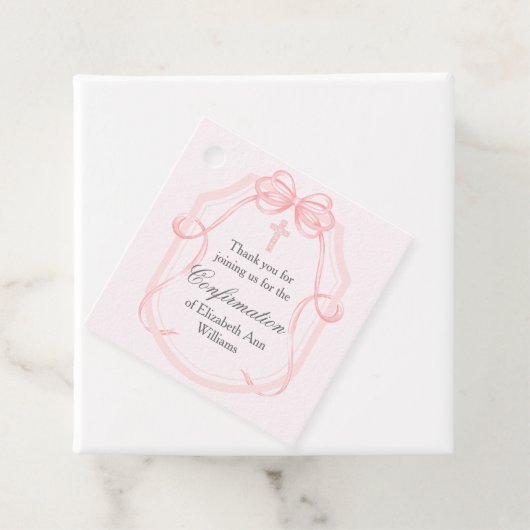 Elegantes Party zur Bestätigung der rosa Schleife Geschenkanhänger (Beispiel)