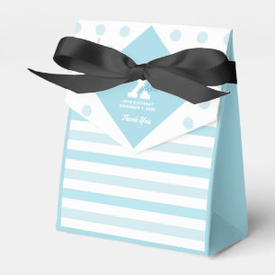 Elegantes Pastel Blue Polka Dots Stripes Gefällig Geschenkschachtel