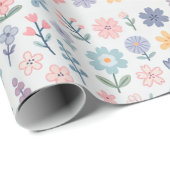 Elegantes Pastel Blume Wrapping Paper|Floral Wrap Geschenkpapier (Rolleneckpunkt)