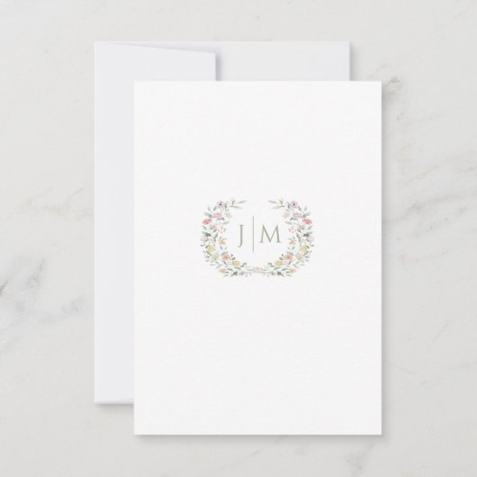 Elegantes Pastel Bohemisches Hochzeitsmenü RSVP Karte (Rückseite)