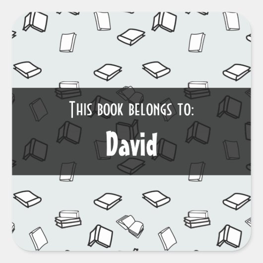 Elegantes Pastel Books Muster Personalisiert Quadratischer Aufkleber (Vorderseite)