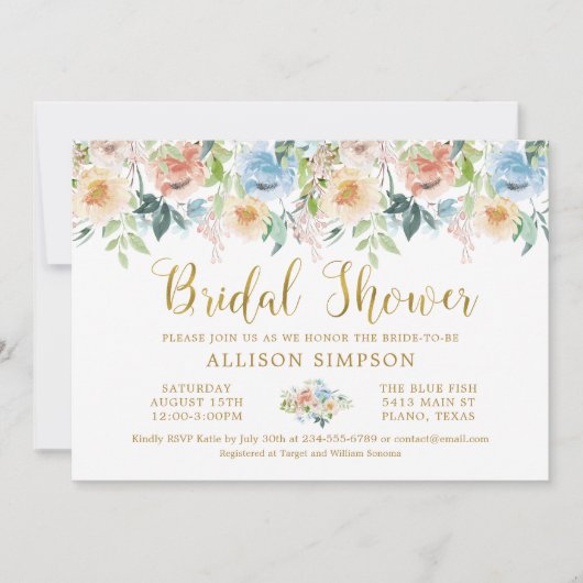 Elegantes Pastel Brautparty Einladung (Vorderseite)