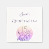 Elegantes Pastel Floral Quinceanera Party Serviette (Vorderseite)