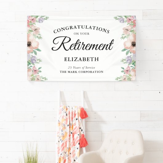 Elegantes Pastel Floral Retirement Party Banner (Insitu)