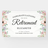 Elegantes Pastel Floral Retirement Party Banner (Horizontal)