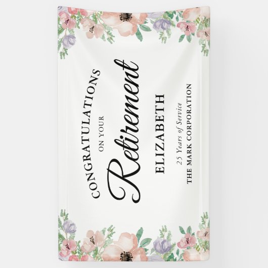 Elegantes Pastel Floral Retirement Party Banner (Vertikal)
