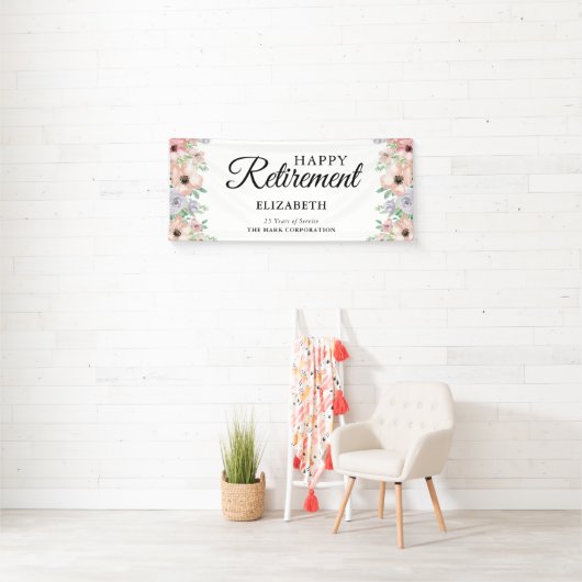 Elegantes Pastel Floral Retirement Party Banner (Insitu)
