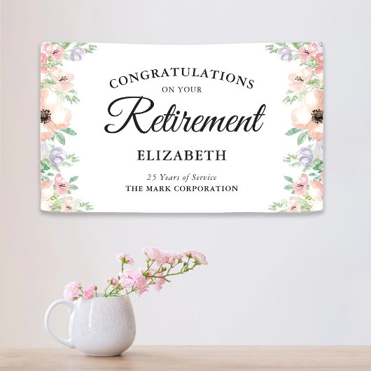 Elegantes Pastel Floral Retirement Party Banner