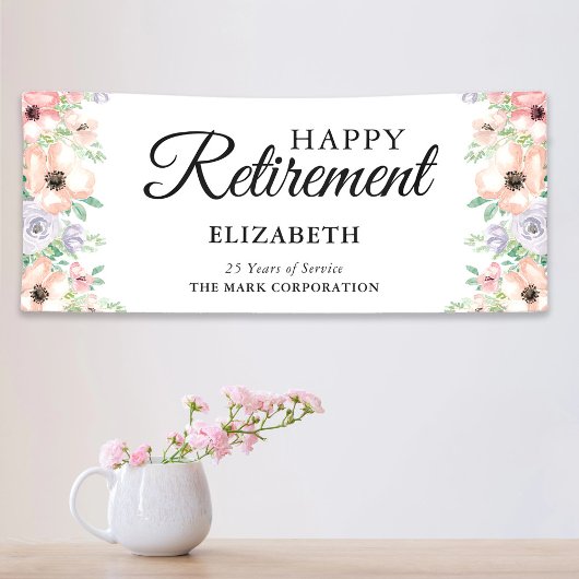 Elegantes Pastel Floral Retirement Party Banner