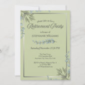 Elegantes Pastel Green Blume Retirement Party Einladung (Vorderseite)
