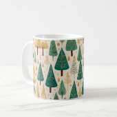 Elegantes Pastel Green Gold Weihnachtsbaummuster Kaffeetasse (Vorderseite Links)