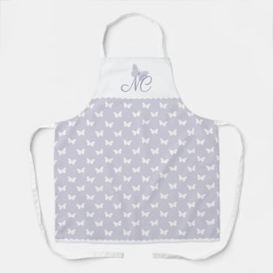 Elegantes Pastel Lavender Monogram Butterfly Muste Schürze