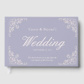 Elegantes Pastel Lila Vintage Wedding Gästebuch (Vorderseite)