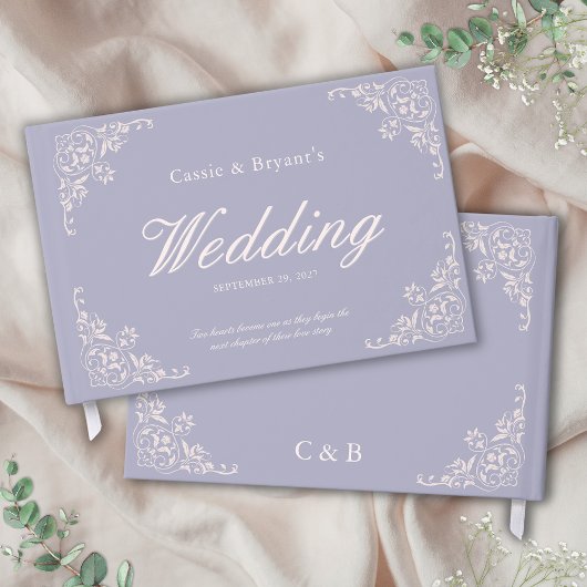 Elegantes Pastel Lila Vintage Wedding Gästebuch