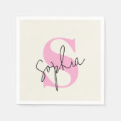 Elegantes Pastel Monogram Personalisiert Paper Nap Serviette (Vorderseite)