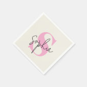 Elegantes Pastel Monogram Personalisiert Paper Nap Serviette (Ecke)