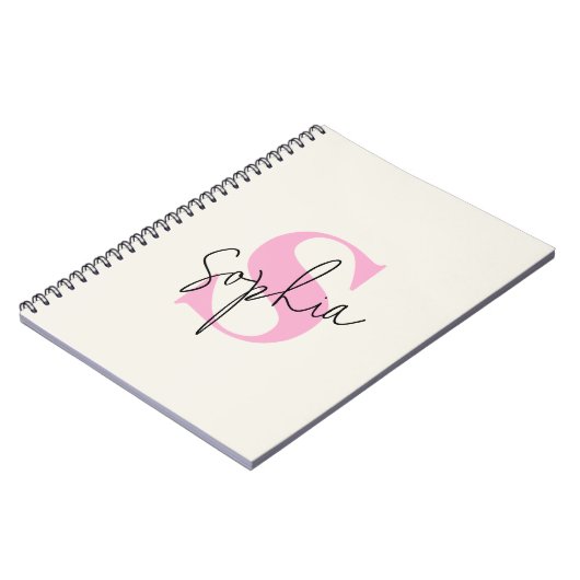Elegantes Pastel Monogram Spiral Notebook Notizblock (Linke Seite)
