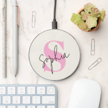 Elegantes Pastel Monogram Wireless-Ladegerät