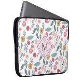 Elegantes Pastel-Muster Monogramm Laptopschutzhülle (Vorne Rechts)