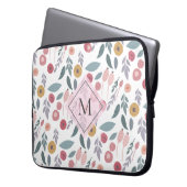 Elegantes Pastel-Muster Monogramm Laptopschutzhülle (Vorderseite Links)