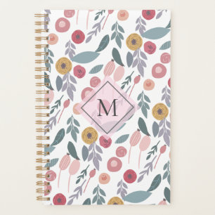 Elegantes Pastel-Muster Monogramm Planer