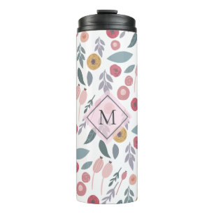 Elegantes Pastel-Muster Monogramm Thermosbecher