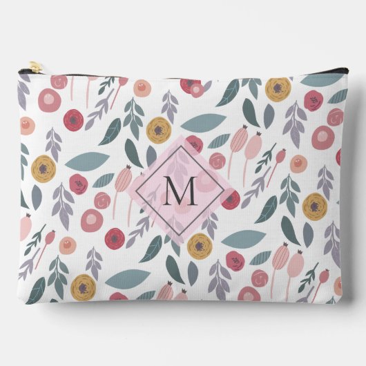 Elegantes Pastel-Muster Monogramm Zubehörtasche (Vorderseite)