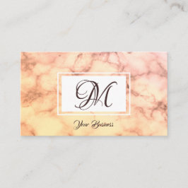 Elegantes Pastel Orange Marmor Stilvolles Monogram Visitenkarte