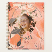 Elegantes Pastel Peach & Sage Foto Planer (Vorderseite)