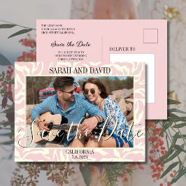 Elegantes Pastel Pink Border Landschaftsbild Foto Postkarte