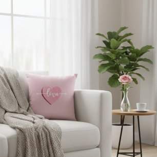 Elegantes Pastel Pink Herz Liebe Textwurfkissen Kissen