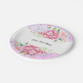 Elegantes Pastel Pink Hydrangea Blume Party Pappteller (Schrägansicht)