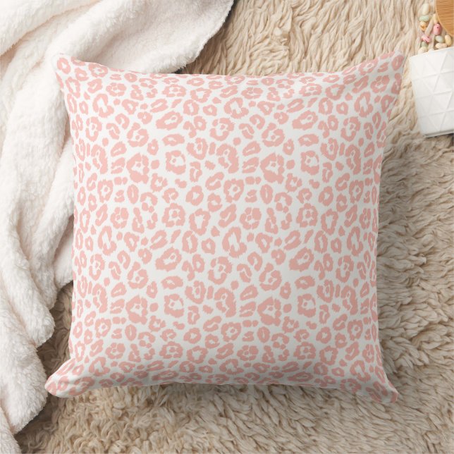 Elegantes Pastel Pink Leopard Druckmuster Kissen (Decke)