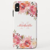 Elegantes Pastel Pink Peach Rose Floral Monogramm Case-Mate iPhone Hülle (Rückseite)