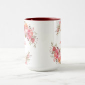 Elegantes Pastel Pink Peach Rose Floral Monogramm Tasse (Zentrum)