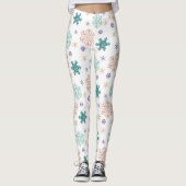 Elegantes Pastel Snowflake Muster Leggings (Vorderseite)