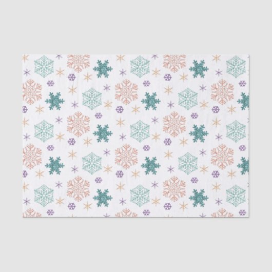 Elegantes Pastel Snowflake Muster Seidenpapier (Vorderseite)