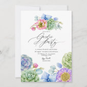 Elegantes Pastel Succulent Garden Party Einladung (Vorderseite)