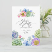 Elegantes Pastel Succulent Garden Party Einladung (Stehend Vorderseite)