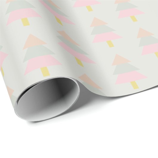 Elegantes Pastel Tree Winter Pattern Geschenkpapier (Rolleneckpunkt)