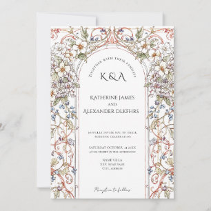 Elegantes Pastel Vintages Blumenbild Einladung