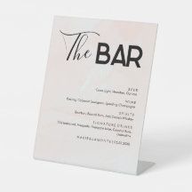 Elegantes Pastel Wedding Drinks Bar Menu