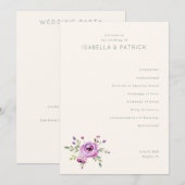 Elegantes Pastell-Blumen-Hochzeitszeremonie-Progra Programm (Vorne/Hinten)