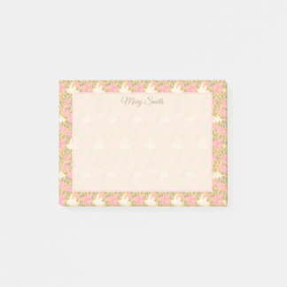 Elegantes Pastell-Blumen-Vogel-Rahmen-Design Post-it Klebezettel