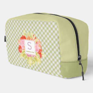 Elegantes Pastell-Frühlingsgrün-Gingham-Karomuster Waschbeutel