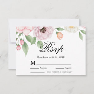 Elegantes Pastell-Pfingstrosen-Hochzeitsantwort-Sk RSVP Karte